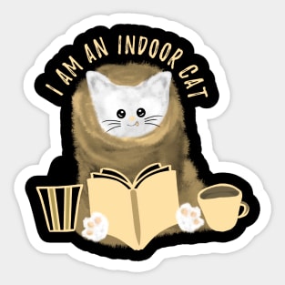 Introvert book lover coffee lover boba tea lover cute cat Sticker